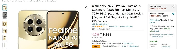 Buy realme Narzo 70 Pro on Amazon India at discount
